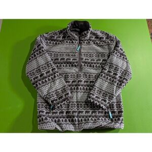 Chubbies Fair Isle Reversible‎ Fleece Sweater Jacket Pullover Men's Large Gray